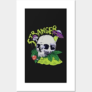 Skull with ufo Stranger Posters and Art